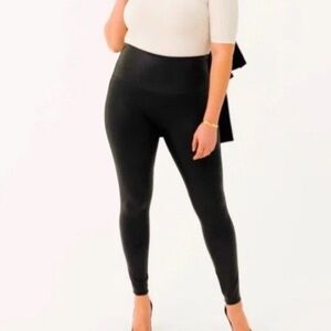 NWT Spanx Faux Leather Leggings Women's Size 2X Pull On Black